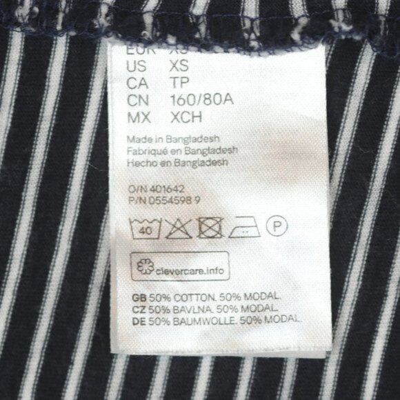 H&M Women's Extra Small Black White Striped Scoop Neck Short Sleeve Tee - Picture 7 of 7